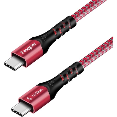 Fasgear USB C to USB C Cable, 1 Pack 1.8m USB 3.1 Gen2 Type C 20V/5A Fast Charging 100W Power Delivery Cords for USB-C Device, 10Gbps Data Sync, 4K@60Hz Video Output, Quest Link for Oculus, (6ft,Red)