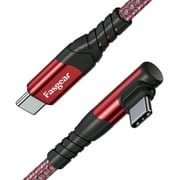 Fasgear USB C to USB C Cable,1ft 60W Type C to Type C Right Angle 90 Degree,USB 2.0 PD Fast Charging Charger Lead Compatible for Galaxy S22 S21 S20 Mac-Book i-Pad Pro i-Pad Air (0.3m,Red)