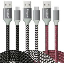 Fasgear USB C Cable 3 Pack 6ft 3A Fast Charging Nylon Braided USB 2.0 Type C Cord Compatible for Galaxy S22 S21 Ultra A51 A12, Note 10 9 8, USB C Charger, PS5 Controller 1.8m(Black,White,Rose)