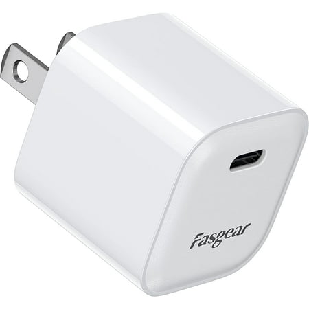 Fasgear USB C Charger 30W GaN Fast Wall Charger PD 3.0 Mini Charger Block Cell Phone Power Adapter Compatible for Mac-Book Air,iPhone 13/12/11/SE,iPad Pro/Air,Samsung Galaxy S22/S21,Pixel, etc(White)