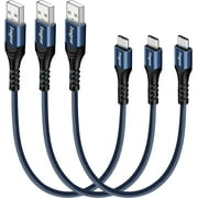 Fasgear USB C Short Cables 30cm,3 Pack Fast Charging USB A to Type C 2.0 Charger Cords Braided Compatible for Sam-Sung Galaxy S21 Ultra Note 20 S10 Plus S8 A10e,Nexus 5X,One-Plus 5,Huawei P40,1ft Blue