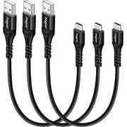 Fasgear USB C Short Cables 30cm, 3 Pack Type C 2.0 Charger Cords Fast Charging & High-Speed Data Sync Compatible for Moto G6 G7, Galaxy S8 S8+ S9 S21 Note 20, Oneplus 7 7pro, Huawei P30 1ft(Black)