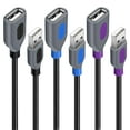 thumbnail image 1 of Fasgear USB Extension Cable 3 Pack, 3ft USB 2.0 Type A Male to Female Extender Cord for Playstation,USB Flash Drive,Keyboard,Mouse, Printer, Laptop Cooler at Home/Office/Car (1m, Blue,Purple,Black), 1 of 6