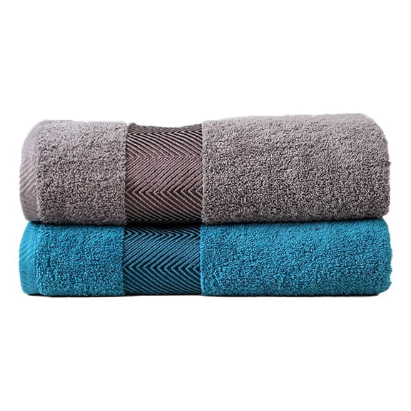 Fash Home International 1000 Gsm | 100% Cotton Highly Absorbent Luxurious Large Couple Bath Towel Set (Grey & Teal) - Set Of 2