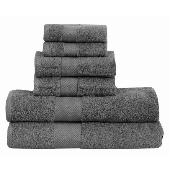 Fash Home International Micro Twist 2 Bath +2 Hand + 2 Face Towel 1200 Gsm | Pack Of 6 (Charcoal Grey)