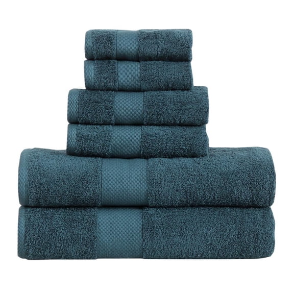 Fash Home International Micro Twist 2 Bath +2 Hand + 2 Face Towel 1200 Gsm | Pack Of 6 (Peacock Blue)