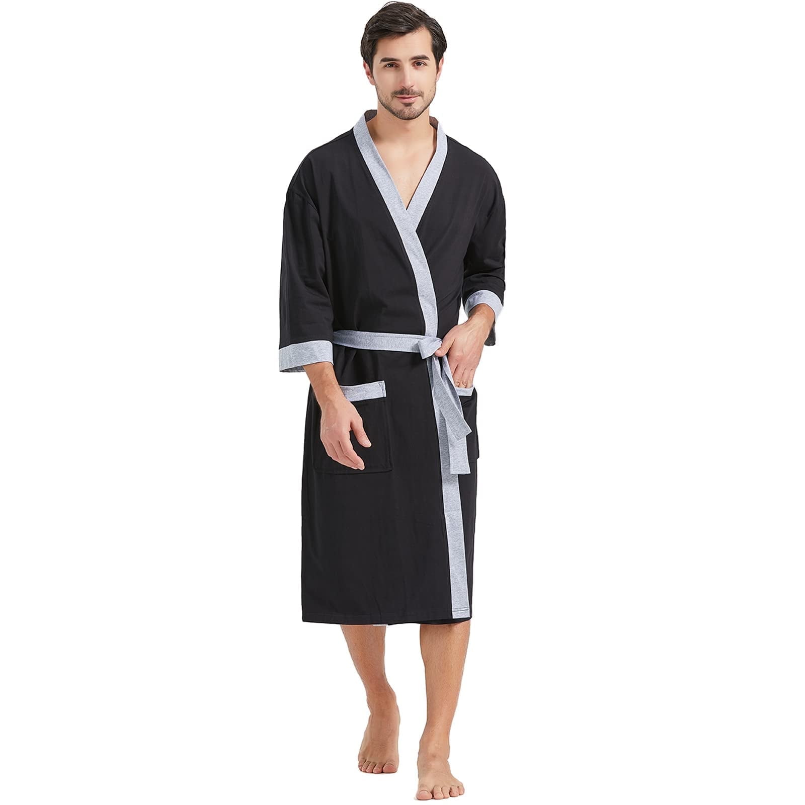 6xl Robe FashGudim 100% Cotton Knit Robe for Men Lightweight Summer Robes Thin ...