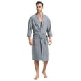 FashGudim 100 Cotton Knit Robe for Men Lightweight Summer Robes Thin Kimono Bathrobes Knee