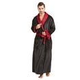 thumbnail image 1 of FashGudim Mens Robes Big and Tall Full Length Shawl Collar Long Plush Robe (Black/Burgundy,L/XL), 1 of 5