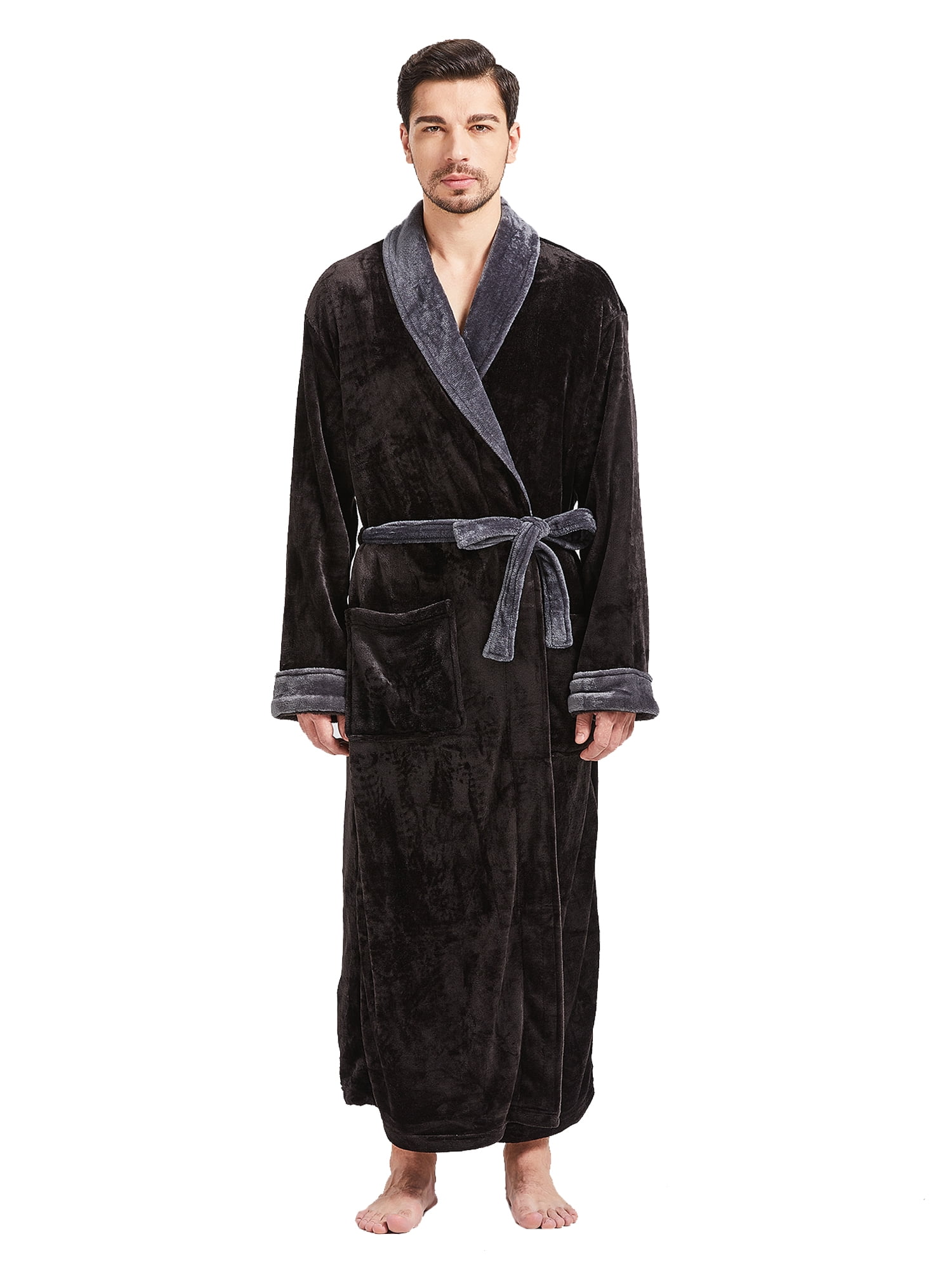 Polo Ralph Lauren Men's Robe One Size Solid Black Shawl Collar Soft Plush online Fleece