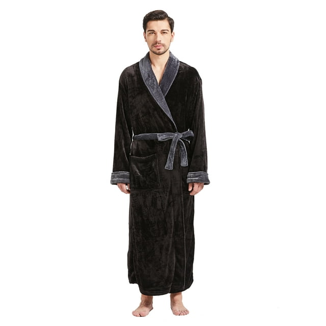 FashGudim Mens Robes Big and Tall Full Length Shawl Collar Long Plush