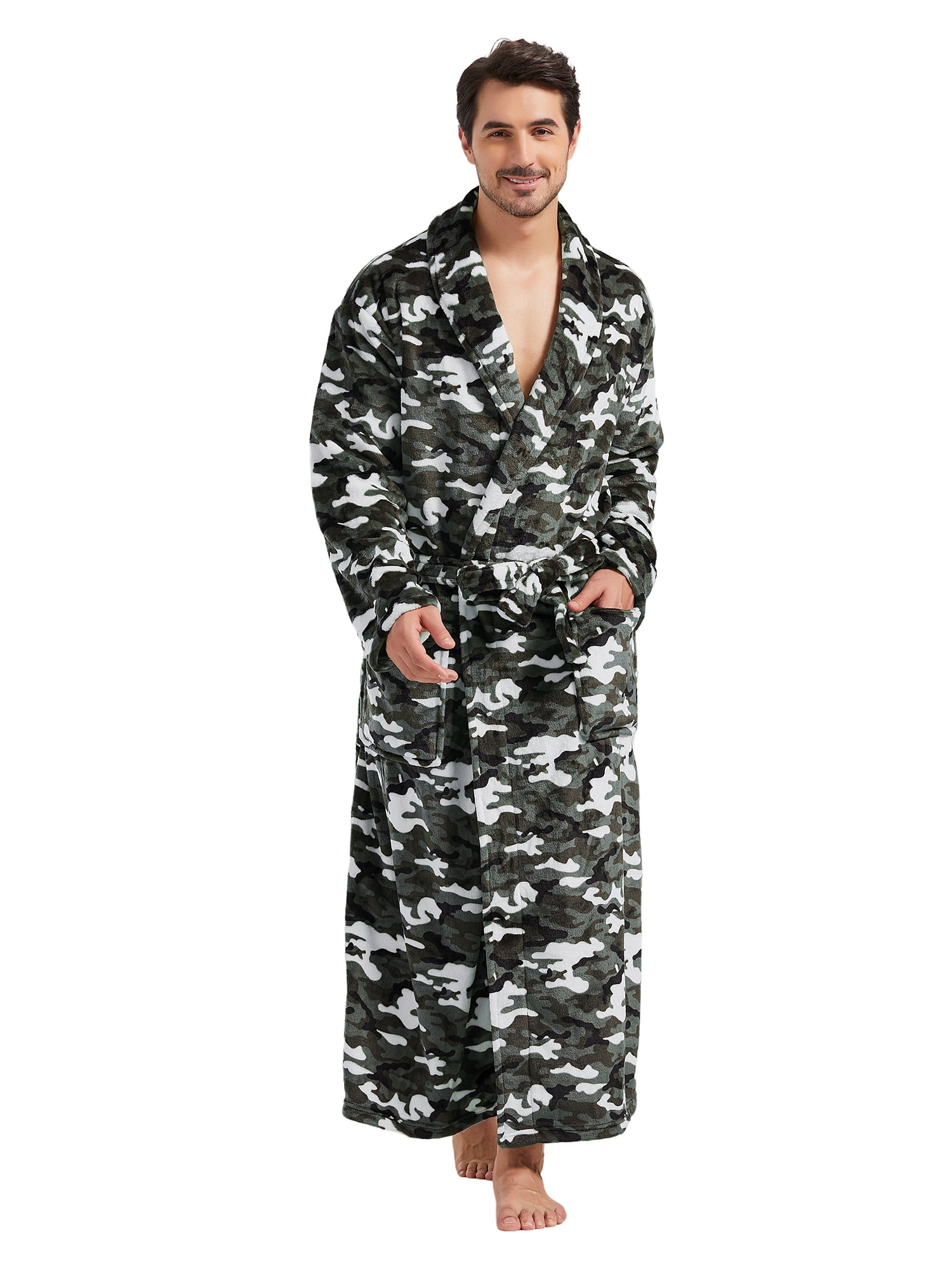 6xl Robe FashGudim Mens Robes Big and Tall Full Length Shawl Collar Long Plush ...