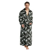 FashGudim Mens Robes Big and Tall Full Length Shawl Collar Long Plush Robe (Camouflage,L/XL)
