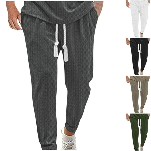 Fashin Cargo Pants for Mens Elastic Waist Casual Plus Size Loose Sports Leggings Oversized Drawstring Casual Pants Long Pants Black Deal