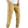 thumbnail image 1 of Fashin Casual Cargo Pants for Mens Elastic Waist Drawstring Elastic Waist Solid Color Casual Length Pants Save to 65% off!, 1 of 9