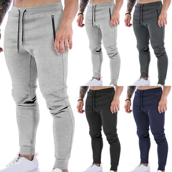 Fashin Casual Cargo Pants for Mens Elastic Waist Solid Color Pockets Zipper Pull Rope Casual Comfort Pants Save to 65% off!