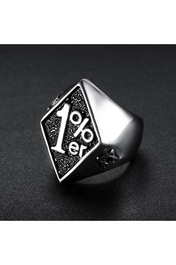 Fashion 1%ER Biker Ring 14K Yellow Gold Hot Motor Biker Club Ring