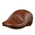 thumbnail image 1 of Fashion 100% Genuine Leather Large Cap Male Head Layer Cowhide Beret Cow Leather Big Size Man Hat Earmuffs ,Classic Vintage, 1 of 6