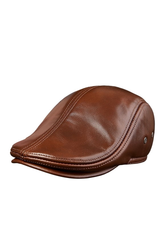 Fashion 100% Genuine Leather Large Cap Male Head Layer Cowhide Beret Cow Leather Big Size Man Hat Earmuffs ,Fashion Design
