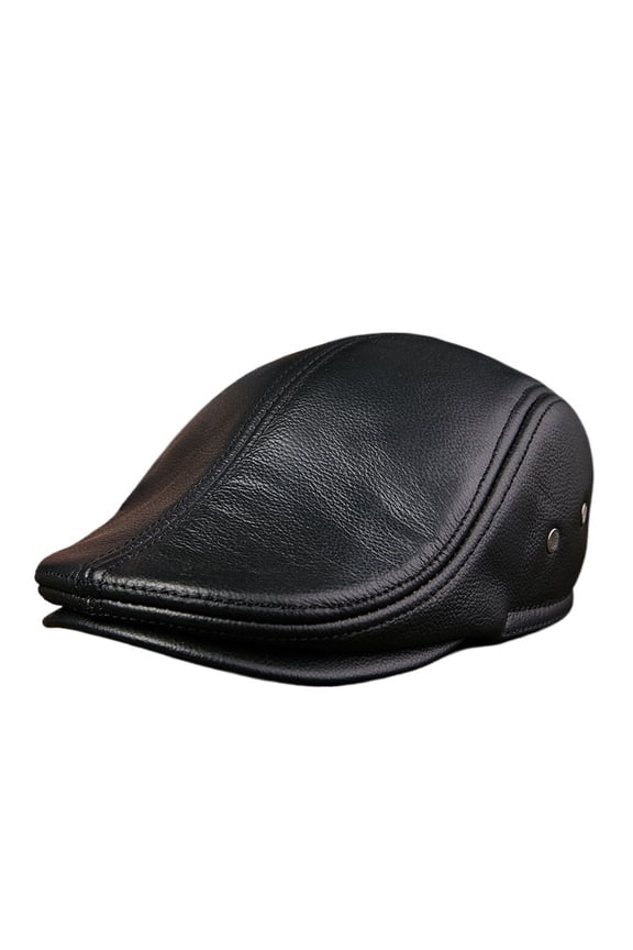 Fashion 100% Genuine Leather Large Cap Male Head Layer Cowhide Beret Cow Leather Big Size Man Hat Earmuffs ,Unisex