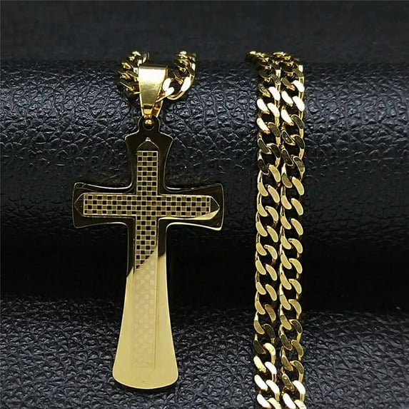 Fashion 14K Yellow Gold Cross Choker Necklace for Women/Men Golden Color Necklace Pendant Jewelry collar cruz