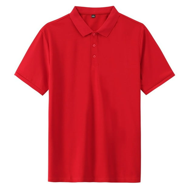 Fashion $15 & under Olyvenn Ladies Classic Short Sleeve Pique Polo Shirts Plus Size Tops for Women Summer Lapel Neck Button Drop Shoulder Solid Loose T Shirts Red 4