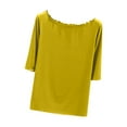 thumbnail image 1 of Fashion $15 & under Olyvenn Tops for Women Trendy Distressed Crewneck Half Sleeves Loose Casual T-Shirts Blouse Tops Cute Stylish Going Out Tops Yellow 8, 1 of 5