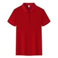 thumbnail image 1 of Fashion $15 & under Olyvenn Plus Size Women's Tops Tshirt Button Collared Shirt Men's Short-Sleeved Cotton Conventional Cotton Short-Sleeved Lapel Blouse Red 10, 1 of 2