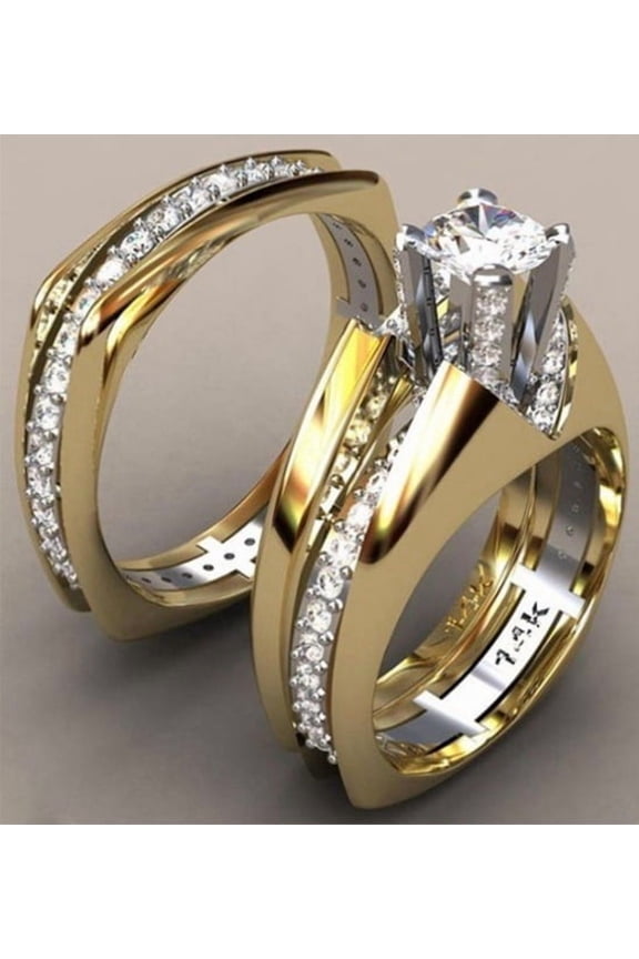 Fashion 18 K Gold Plated Color Separation Artificial Diamond Ring