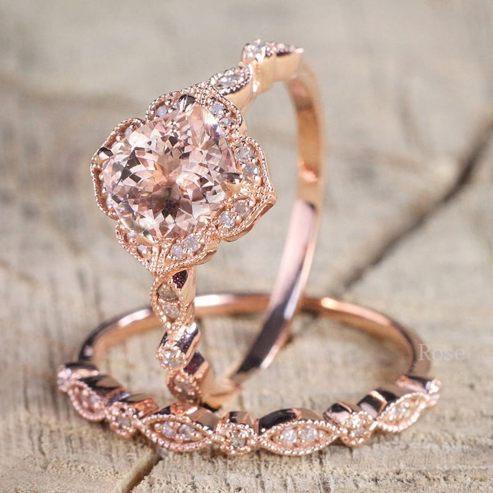 Walmart discounts of Fashion 18K Rose Gold Natural 2.8CT Square Diamond CZ Ring Set