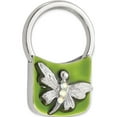 thumbnail image 1 of Fashion 1928 Silver-Tone Dragonfly With Crystals Olive Enamel Key Fob Made In United States gm3747, 1 of 4