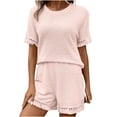 thumbnail image 1 of Fashion 2 Piece Sets for Women Summer Plus Size Sleeveless Tops Drawstring Wide Leg Pants Matching Leisure Set With Pockets, 1 of 4
