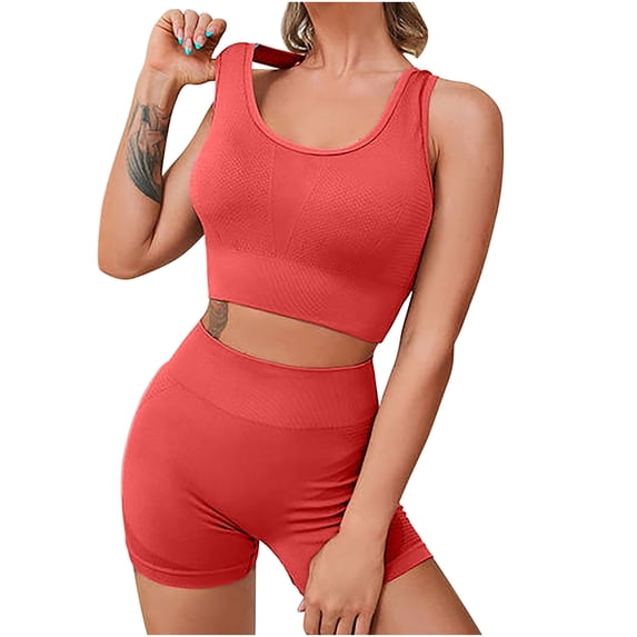 Fashion 2 Piece Sets for Women,Women’s 2 Piece Workout Set Sports Bra Tank Top with Built-in Pads & High Waist Shorts Yoga Outfit My Items
