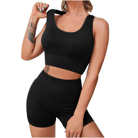 Fashion 2 Piece Sets for Women,Women’s 2 Piece Workout Set Sports Bra Tank Top with Built-in Pads & High Waist Shorts Yoga Outfit My Items