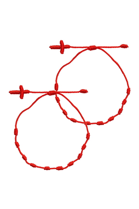 Fashion 2 Pieces Red String Braided Bracelet for Cross 7-Knot Kabbalah Braided Bracelet Charm Jewelry Gift for Girl Boy