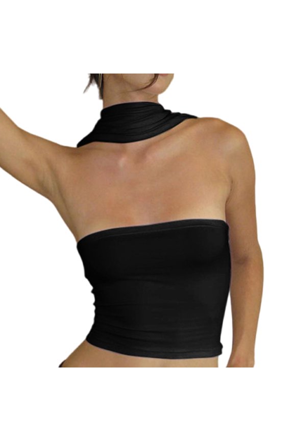 Fashion 2 Way Wear Halterneck Bodycon Bandeau Vests Hollow Out Backless Sleeveless Crop Tube Top for Women