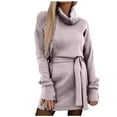 thumbnail image 1 of Fashion 2026 Lindreshi Sweater Dress Fall Fashion 2026 Women's Fall and Winter New Fashion Casual High Waist Strap Long Sleeve Dress Women, 1 of 4