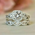 thumbnail image 1 of Fashion 2pcs/set 925 Silver Rings Jewelry Cubic Zircon Engagement Gifts Sz 6-10, 1 of 8
