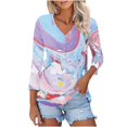 thumbnail image 1 of Fashion 3/4 Sleeve Summer Tops for Womens 2024 Plus Size Spring And Summer Print Top Collar Button Sexy Shirt 3/4 Sleeve Long Sleeve V Neck Top/Shirt Gifts for Womens, 1 of 7