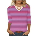 thumbnail image 1 of Fashion 3/4 Sleeve Summer Tops for Womens 2024 Plus Size Casual V-neck Top Long Sleeved V-neck Top/Shirt, 1 of 5