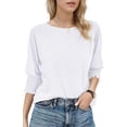 thumbnail image 1 of Fashion 3/4 Sleeve T Shirts for Women Cute Crewneck Ruffle Sleeve Tunic, 1 of 5