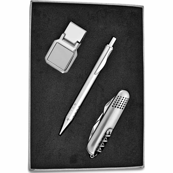 Fashion 3 Piece Knife Pen And Square Money Clip Gift Set Made In China -Jewelry By Sweet Pea