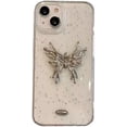 thumbnail image 1 of Fashion 3D Butterfly Gold Foil Clear Phone Case Compatible with iPhone Case (Silver,iPhone 12), 1 of 7