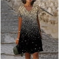 thumbnail image 1 of Fashion 3D Gradient Print Mini Dress Women Summer Short Sleeve V-Neck Casual A-Line Dress Big Size 6XL Beach Holiday Party Dress, 1 of 5