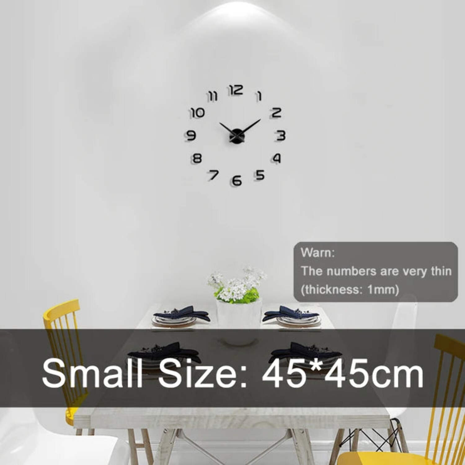 Fashion 3D Mirror Sticker Wall Clock Quartz DIY Big Watch Decorative