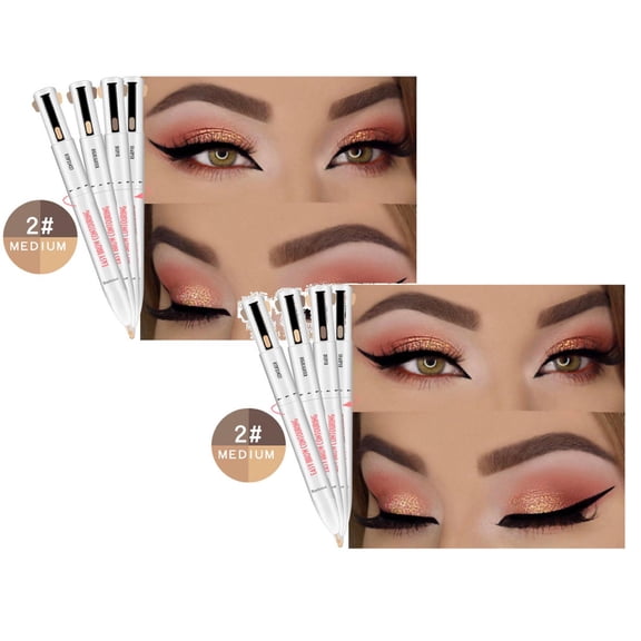 Fashion 4-in-1 Four-Color Rotating Ball-Point Eyebrow Pencil with Highlighter, Blonde Shades, Waterproof, Sweat-Proof, Smooth Application, Three-Dimensional, Natural Look, Women, 0.07oz, 1pc 1PC*2
