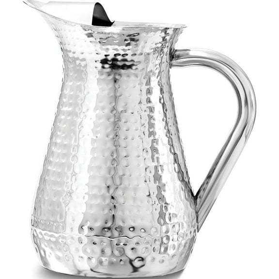 Fashion 48 Oz Hammered Stainless Steel Water Pitcher (7 X 4) Made In India gm6861
