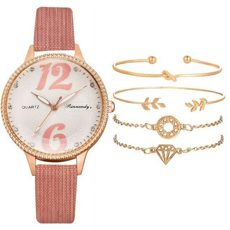 Fashion 5pcs Set Women Watches Luxury Leather Strap Watch Ladies