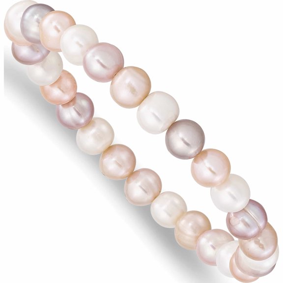 Fashion 6-7mm White/Pink/Purple Semi-Round Fwc Pearl Stretch Bracelet (7 X 6.75) Made In China -Jewelry By Sweet Pea