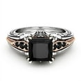 thumbnail image 1 of Fashion 925 Silver Inlaid Black Square Diamond Princess Ring, 1 of 2